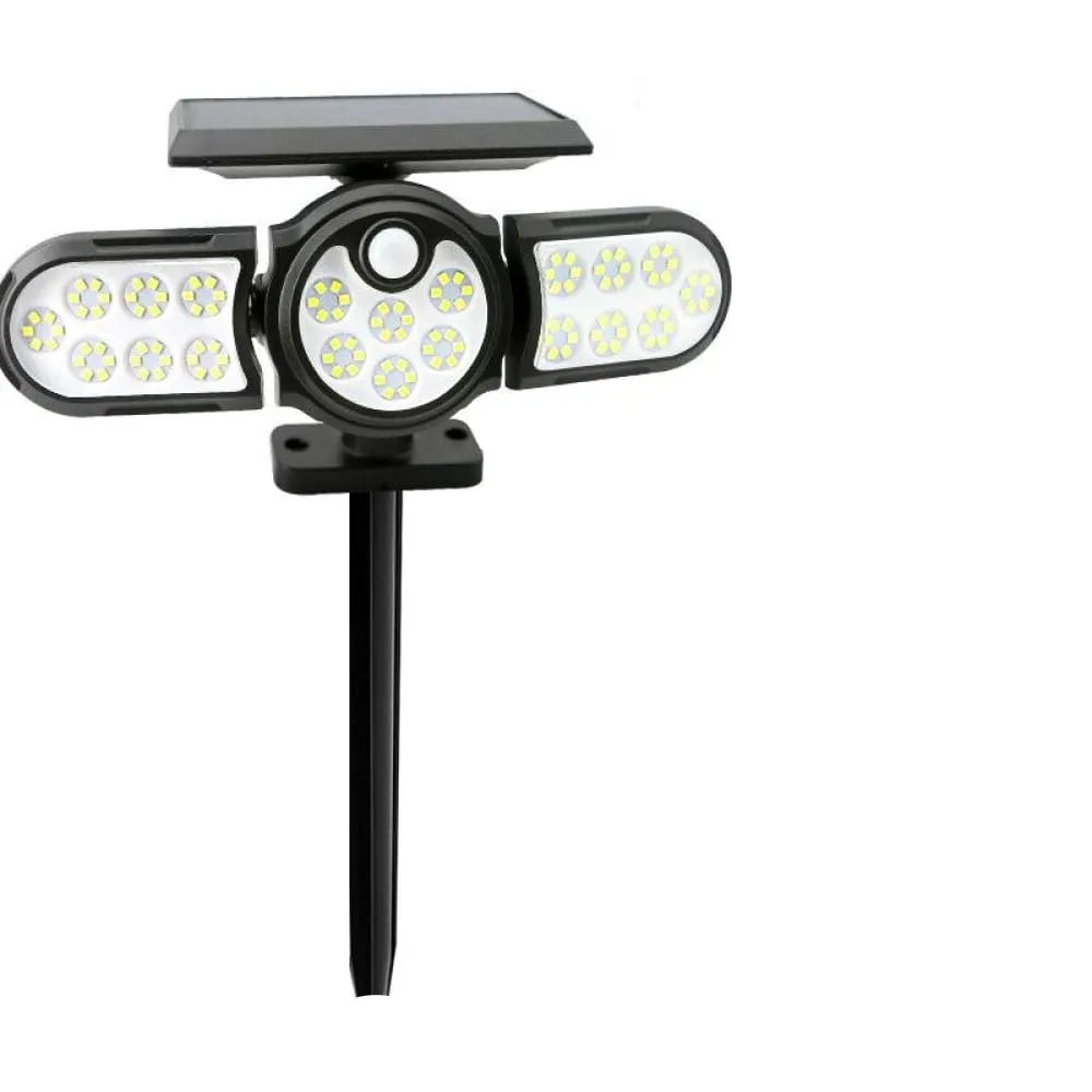 140 Cob Outdoor Solar Lights Three Head Lighting Lawn Ground Lamp Pir Motion