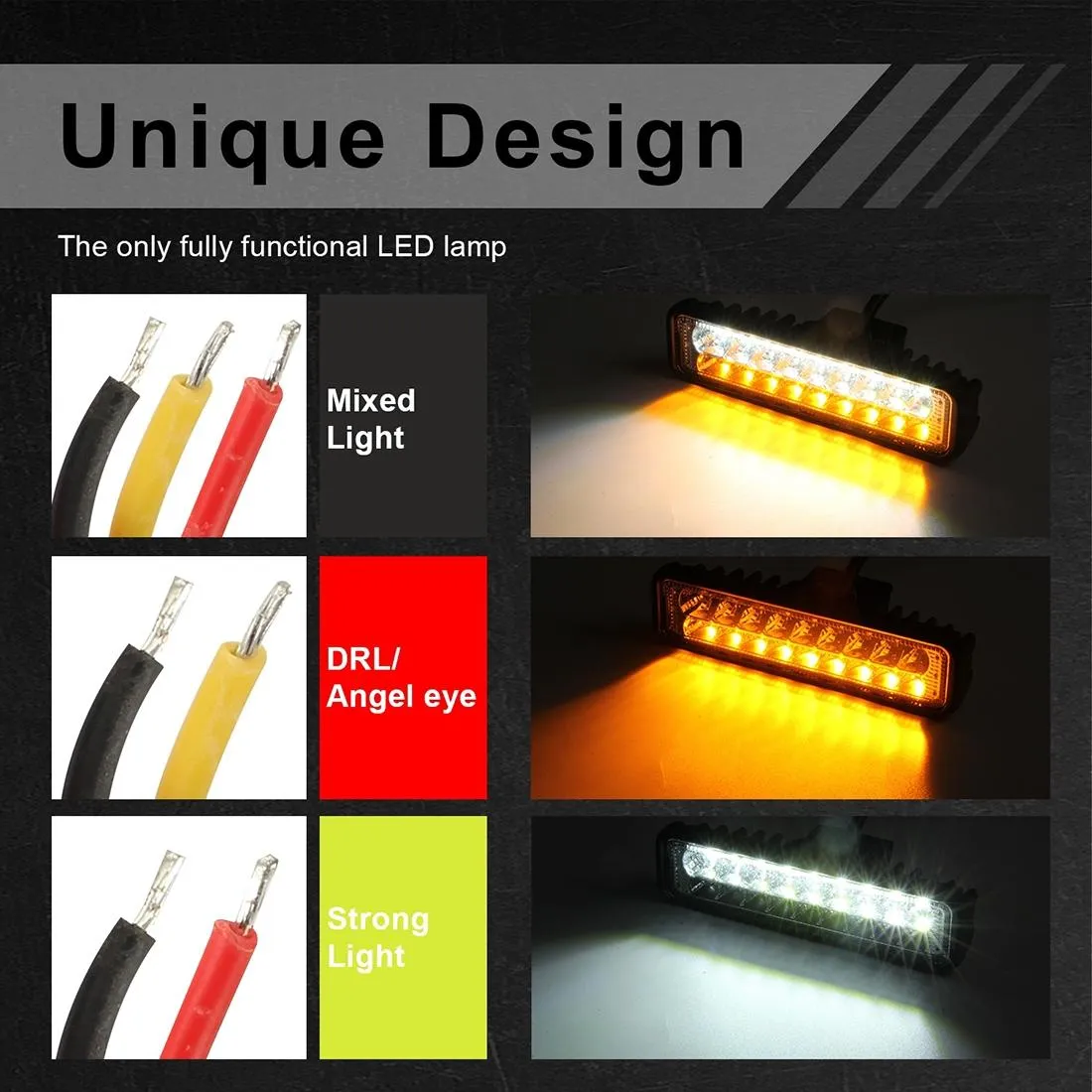 6 Inch LED Spotlight | DC 10-30V | 10W | Dual Color | 2-Row Working Lamp