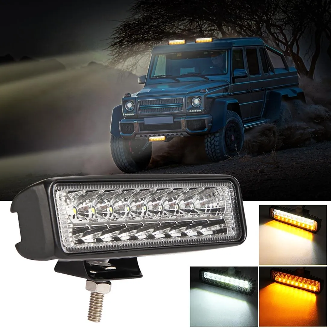 6 Inch LED Spotlight | DC 10-30V | 10W | Dual Color | 2-Row Working Lamp