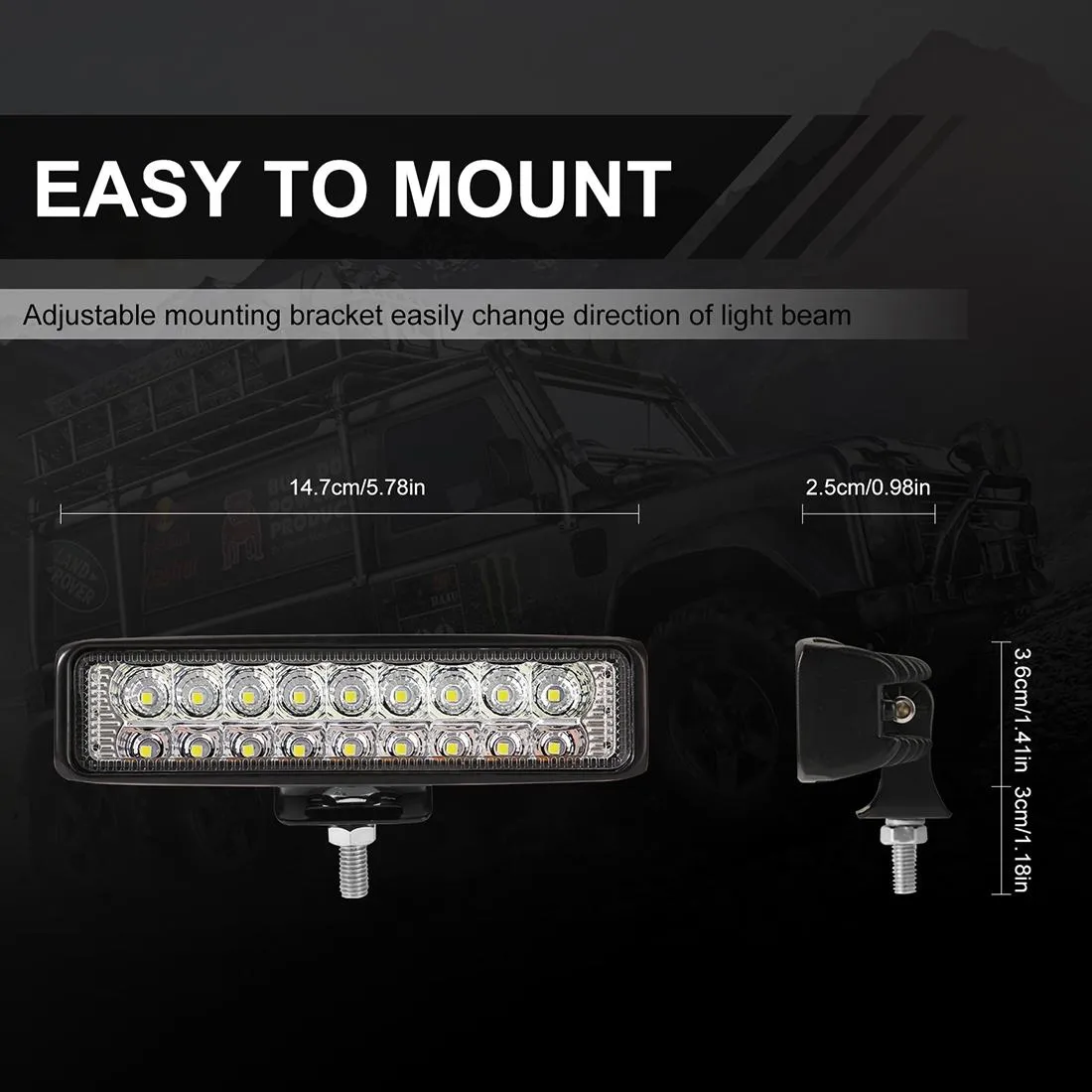 6 Inch LED Spotlight | DC 10-30V | 10W | Dual Color | 2-Row Working Lamp