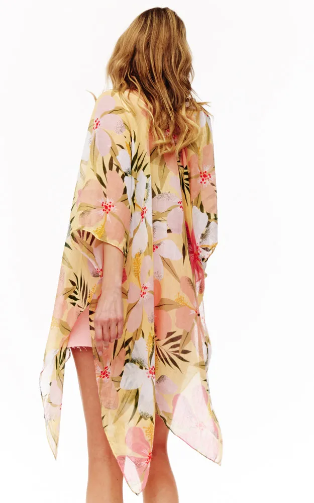 BAAP2519 Floral Pattern Cover Up Kimono