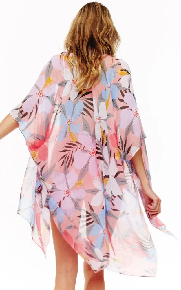 BAAP2519 Floral Pattern Cover Up Kimono
