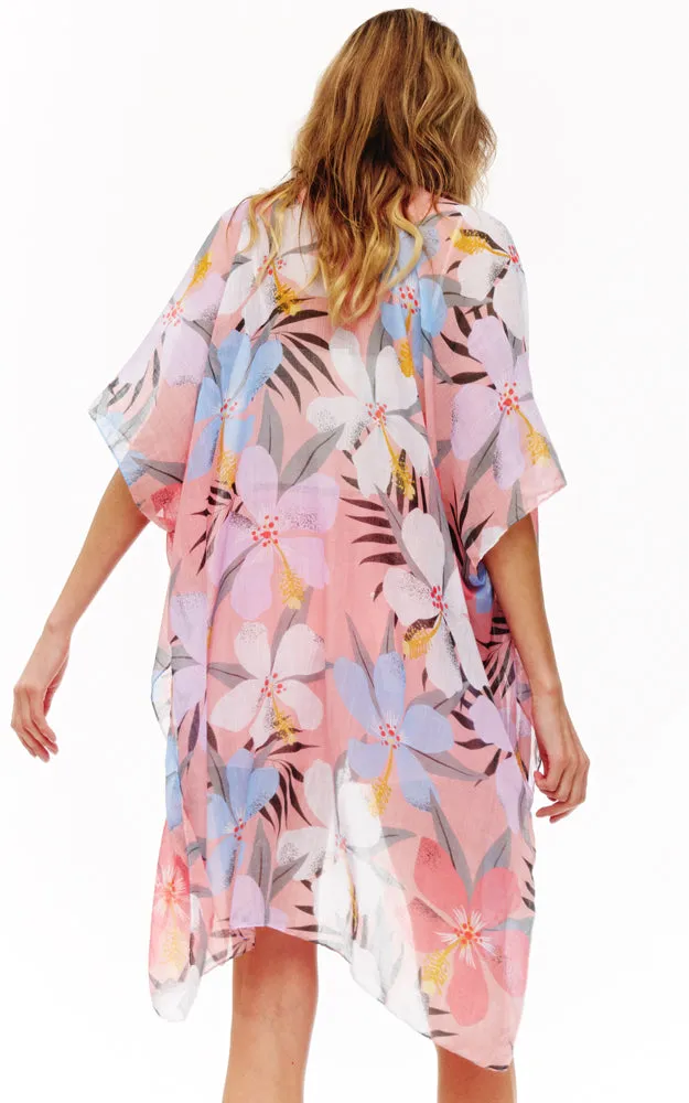 BAAP2519 Floral Pattern Cover Up Kimono