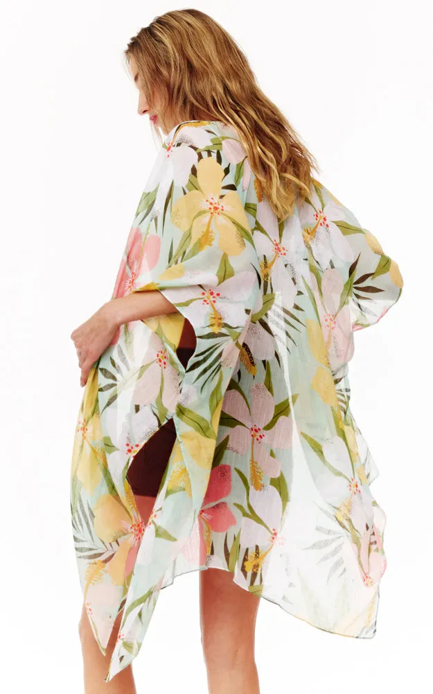 BAAP2519 Floral Pattern Cover Up Kimono