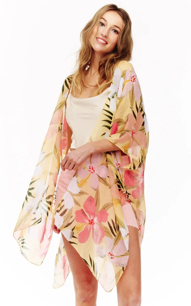 BAAP2519 Floral Pattern Cover Up Kimono