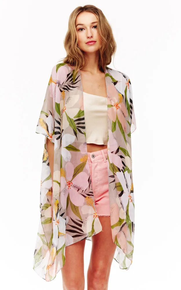 BAAP2519 Floral Pattern Cover Up Kimono