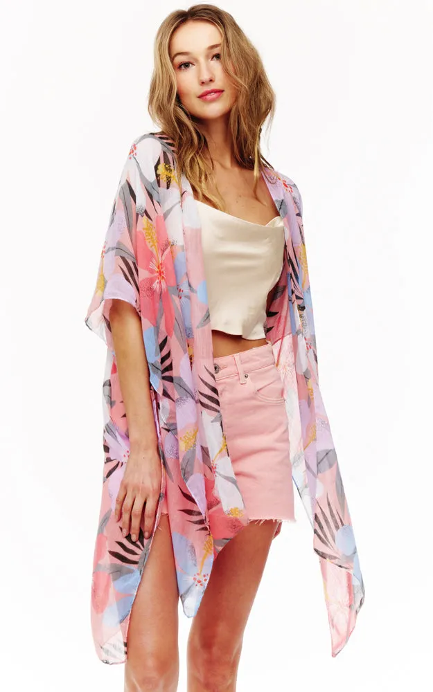 BAAP2519 Floral Pattern Cover Up Kimono