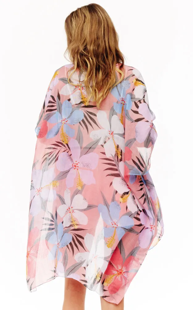 BAAP2519 Floral Pattern Cover Up Kimono