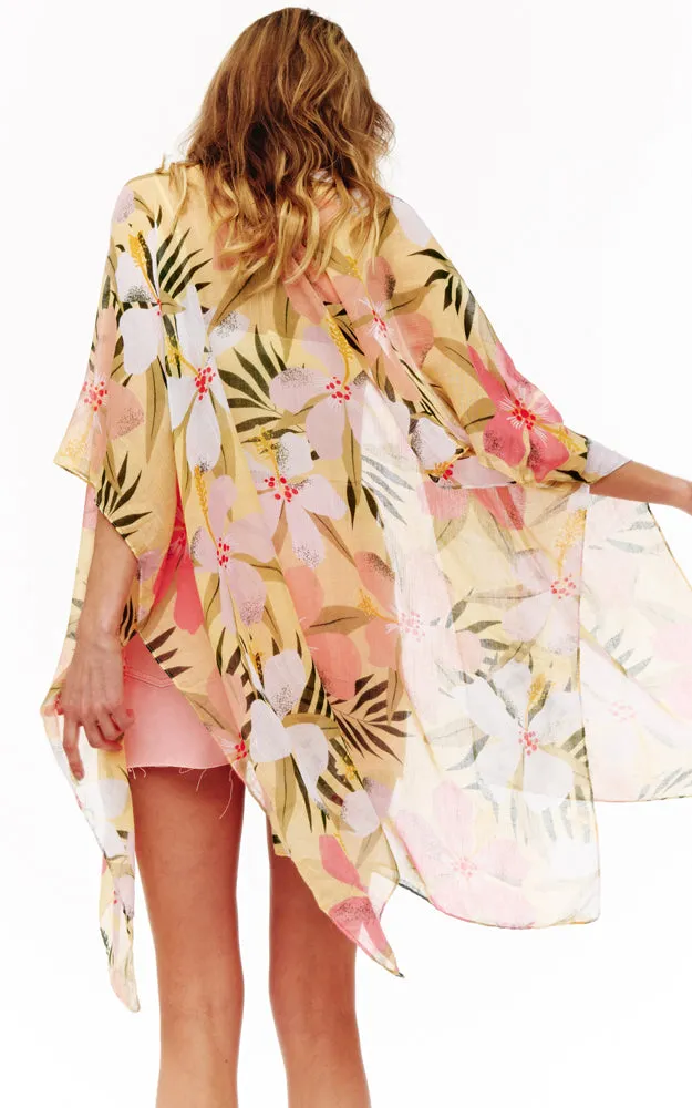 BAAP2519 Floral Pattern Cover Up Kimono