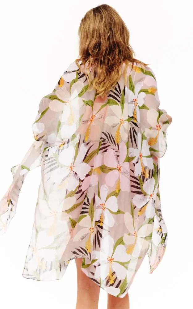 BAAP2519 Floral Pattern Cover Up Kimono