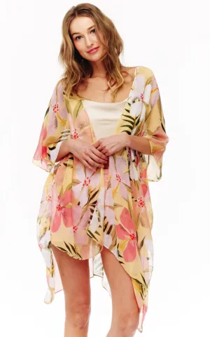 BAAP2519 Floral Pattern Cover Up Kimono