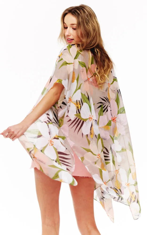 BAAP2519 Floral Pattern Cover Up Kimono