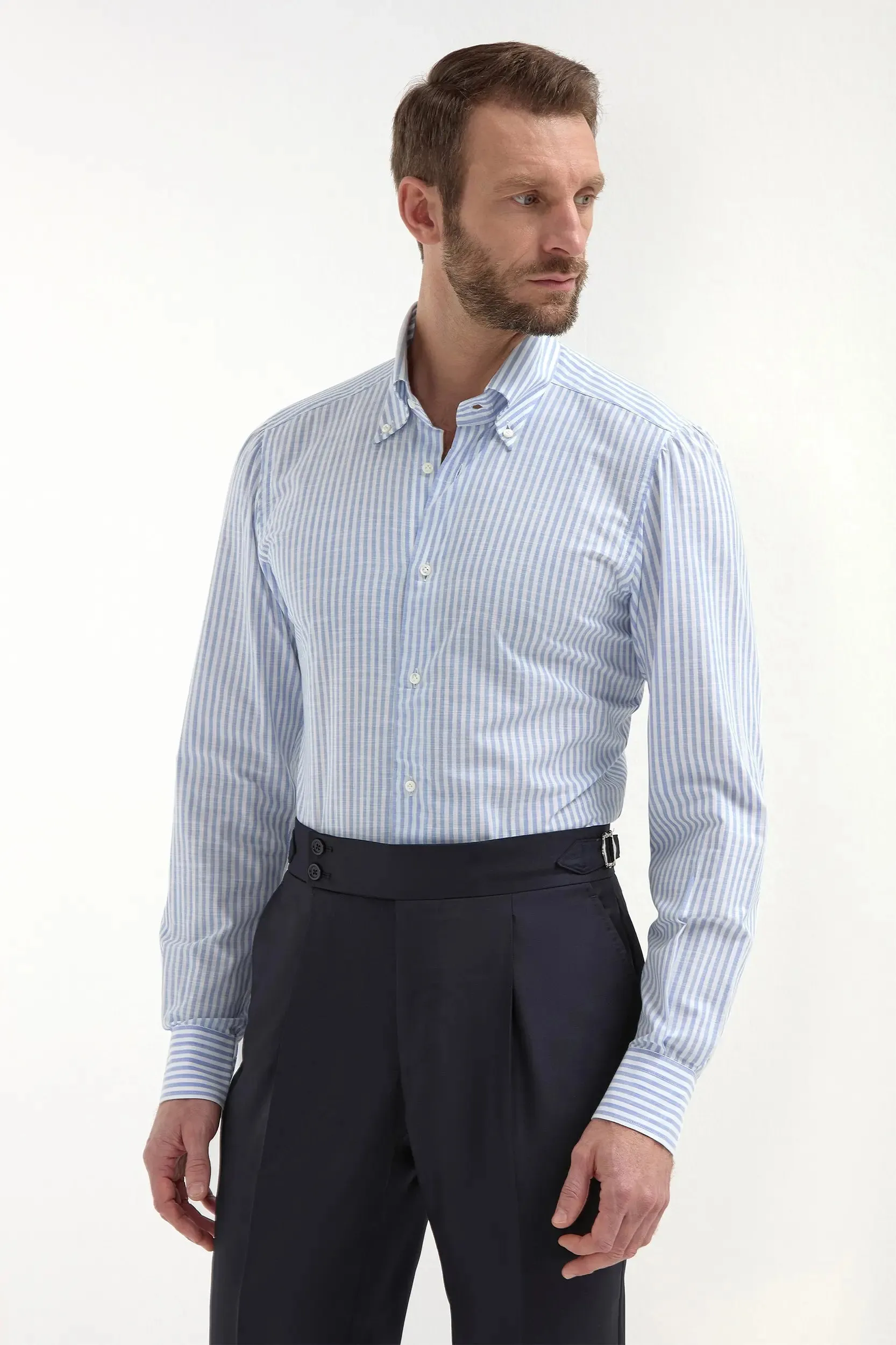 Button down light blue striped shirt Sartoriale collection- Made In Italy