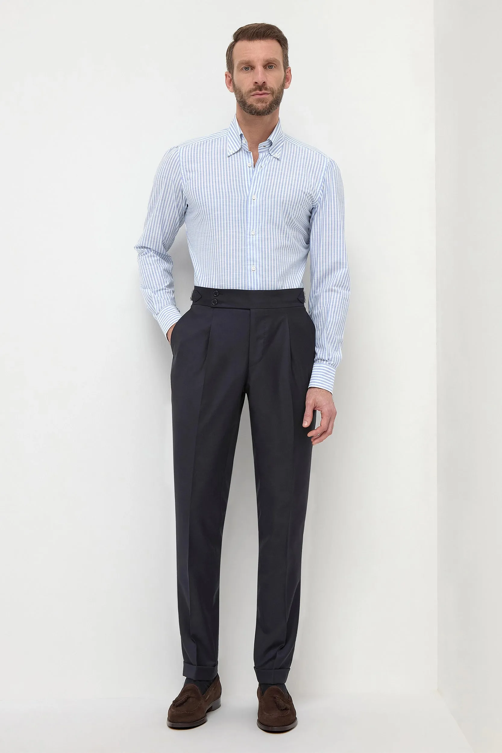 Button down light blue striped shirt Sartoriale collection- Made In Italy