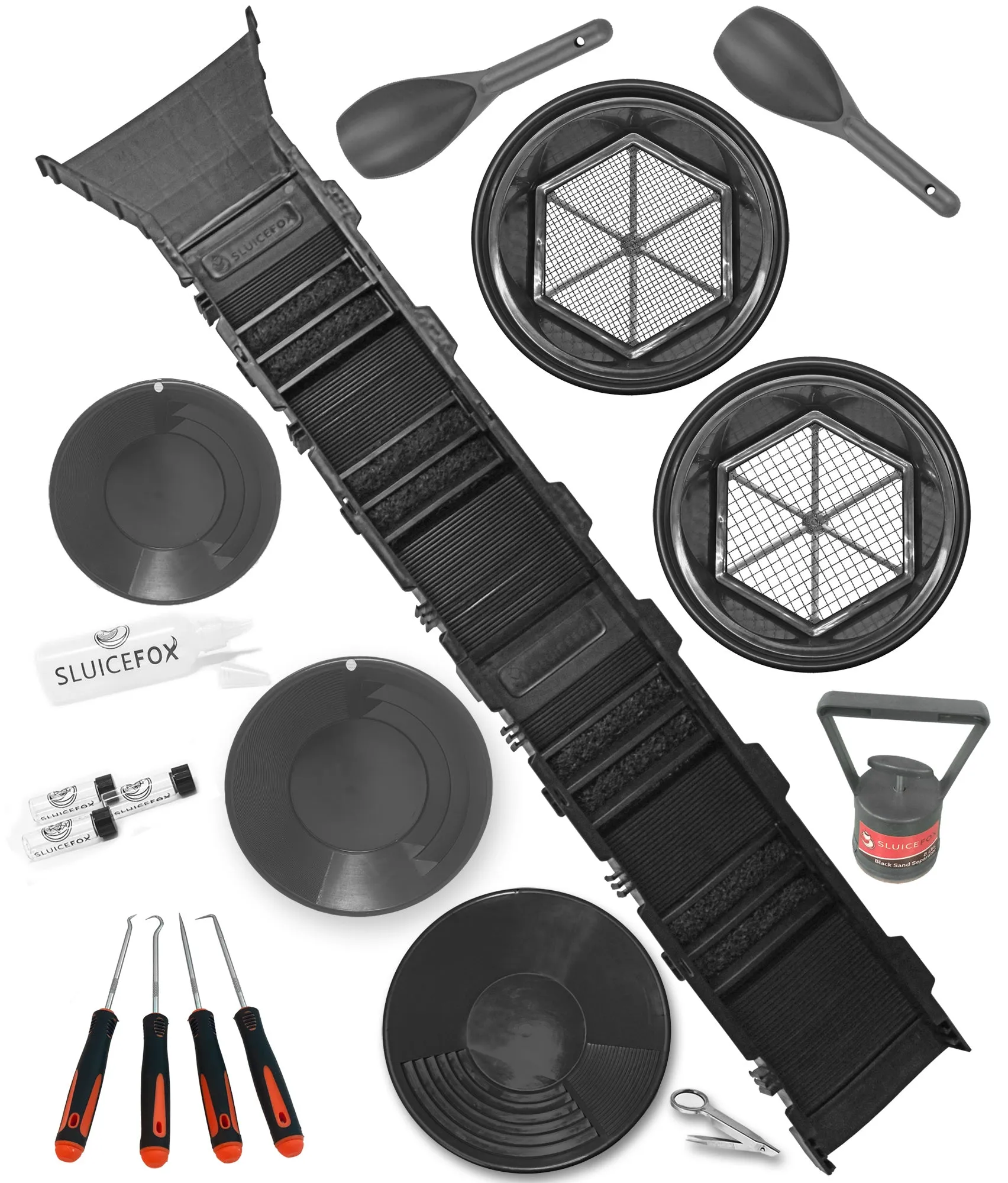 Complete Sluice Fox Gold Mining Kit with Sluice Box and Bucket Classifier | Portable Sluice Box Breaks Down into 24-Inch Sections for Easy Transport