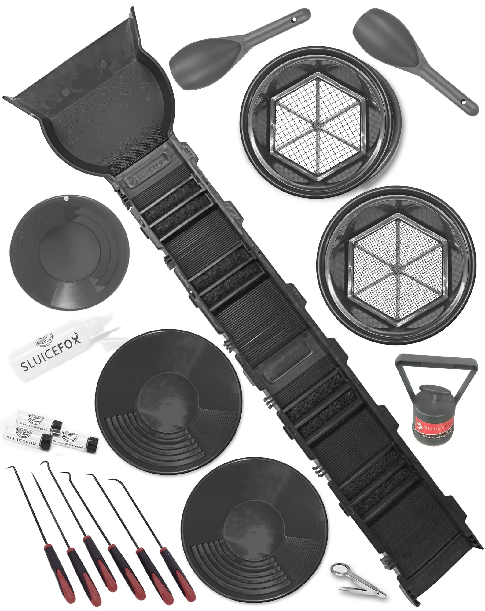Complete Sluice Fox Gold Mining Kit with Sluice Box and Bucket Classifier | Portable Sluice Box Breaks Down into 24-Inch Sections for Easy Transport