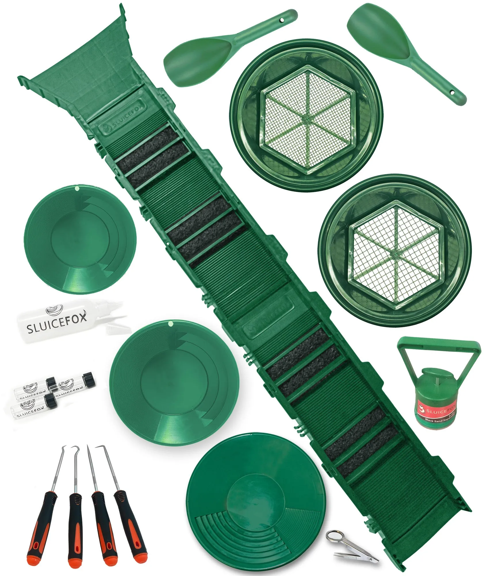 Complete Sluice Fox Gold Mining Kit with Sluice Box and Bucket Classifier | Portable Sluice Box Breaks Down into 24-Inch Sections for Easy Transport