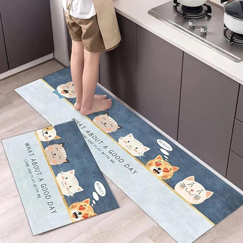 Easy-to-clean Non-skid Natural Rubber Kitchen Rug Anti-slip Washable Floor Mat