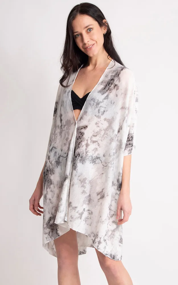 JP2133 Tie-Dyed Print Cover Up Kimono w/Side Slits
