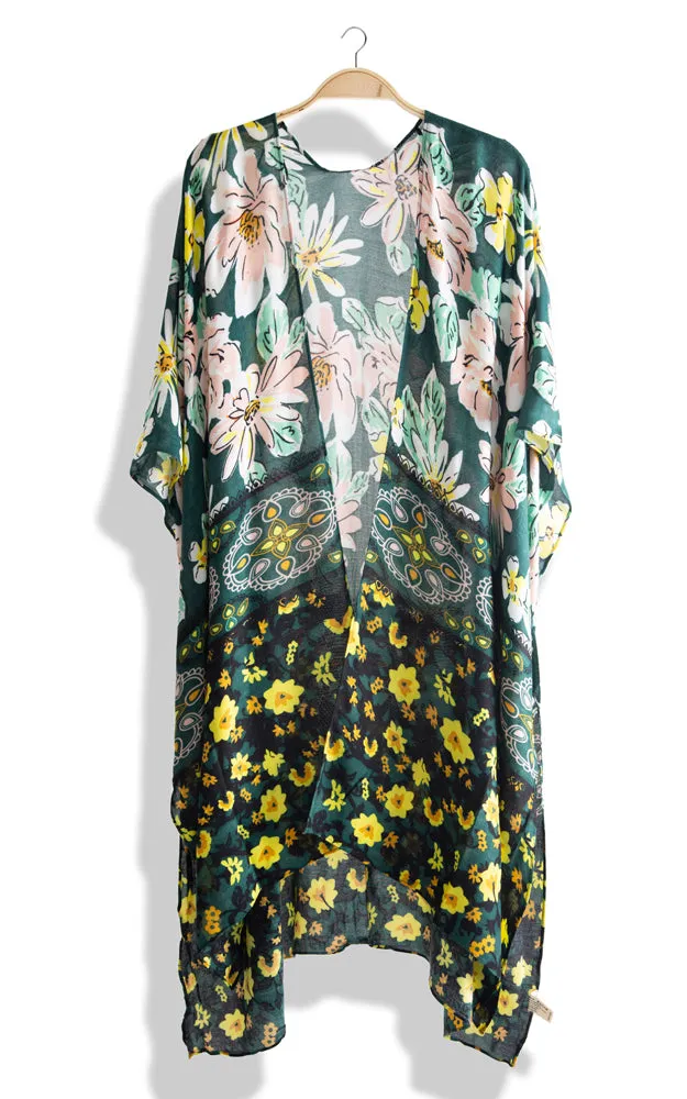 JP2157 Floral Pattern Cover Up Kimono