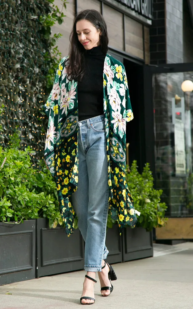 JP2157 Floral Pattern Cover Up Kimono