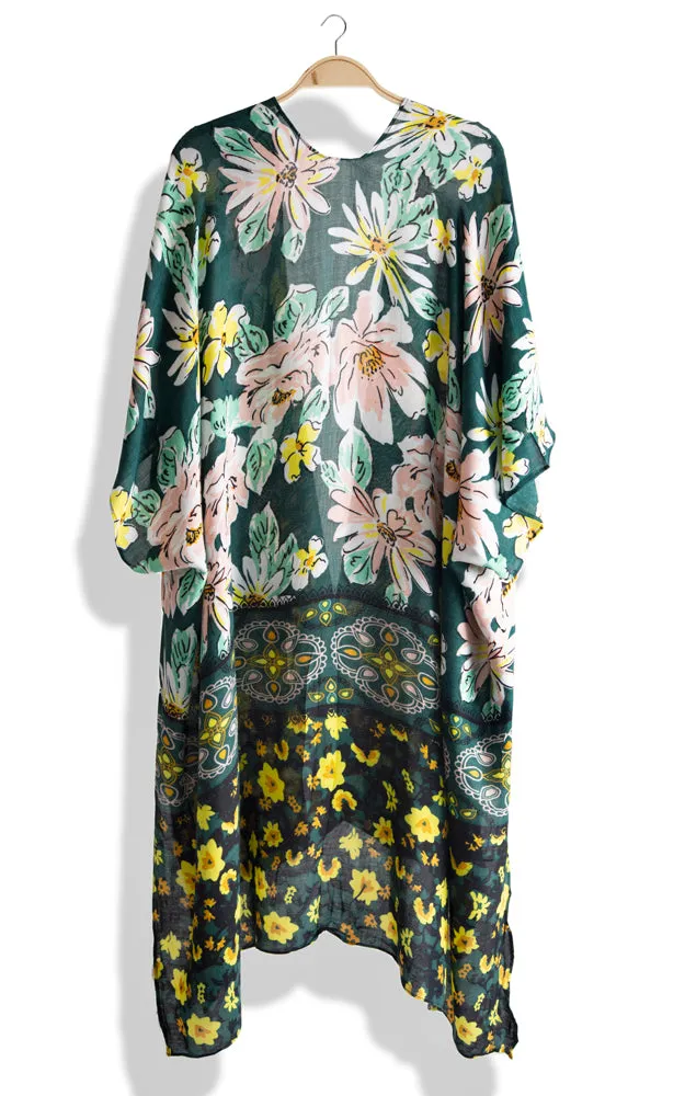 JP2157 Floral Pattern Cover Up Kimono