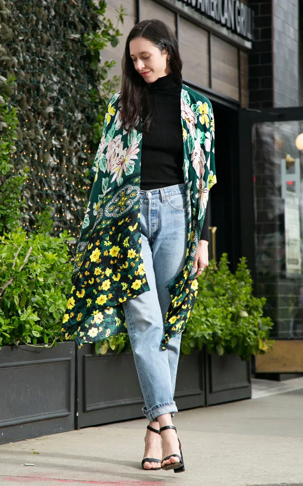 JP2157 Floral Pattern Cover Up Kimono