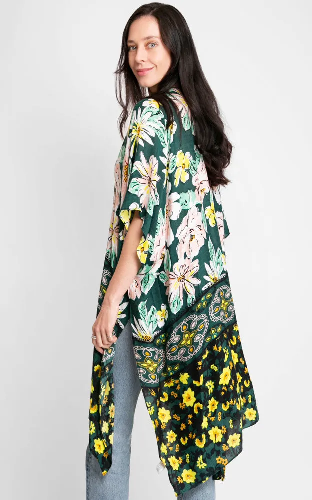 JP2157 Floral Pattern Cover Up Kimono