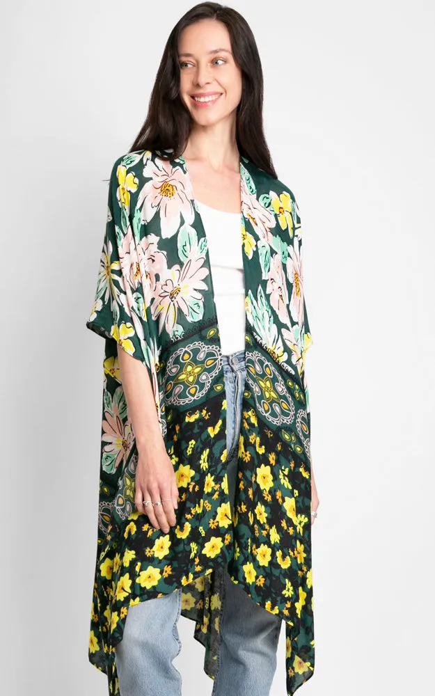 JP2157 Floral Pattern Cover Up Kimono