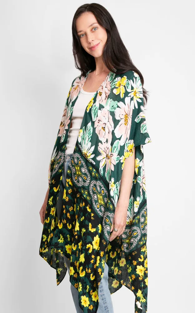 JP2157 Floral Pattern Cover Up Kimono