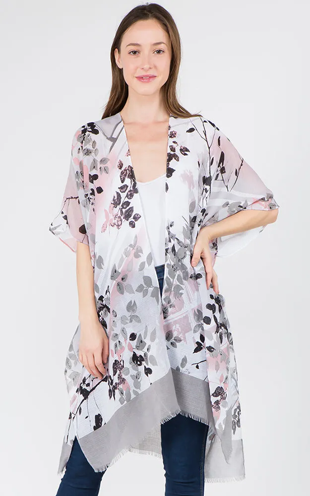 KP1C28 Floral Bottom Border Design Kimono