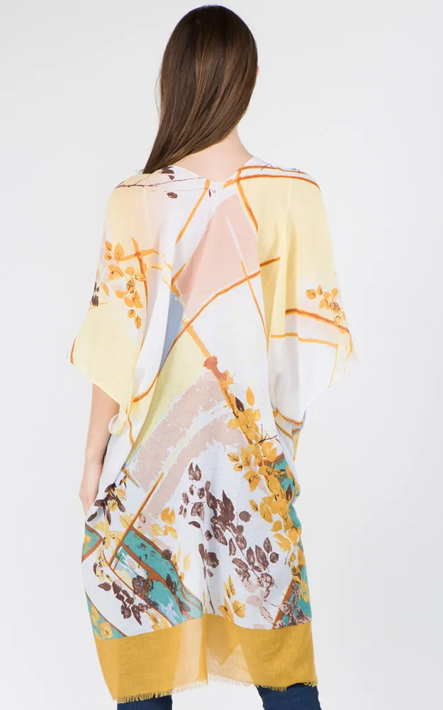 KP1C28 Floral Bottom Border Design Kimono