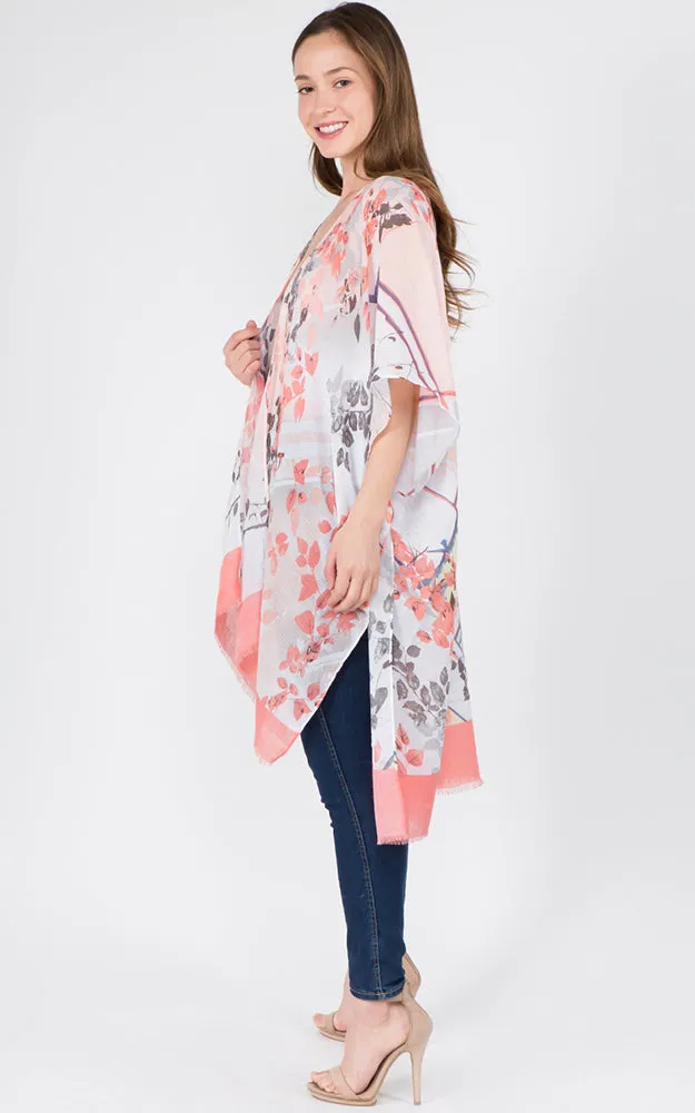 KP1C28 Floral Bottom Border Design Kimono
