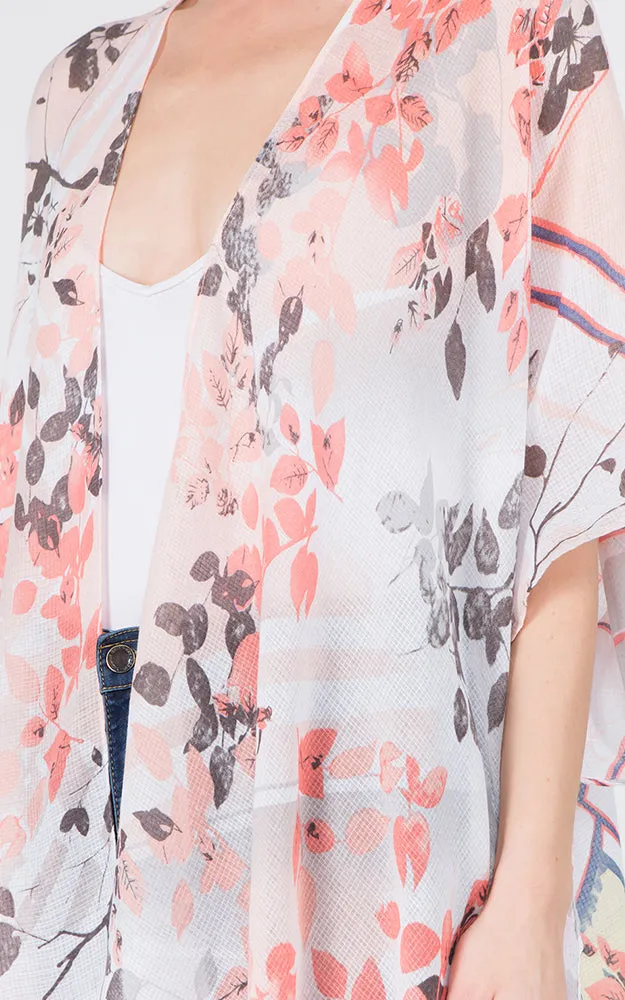 KP1C28 Floral Bottom Border Design Kimono