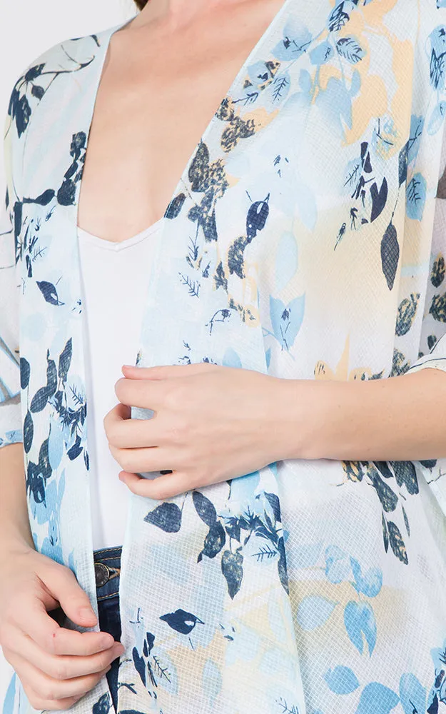 KP1C28 Floral Bottom Border Design Kimono