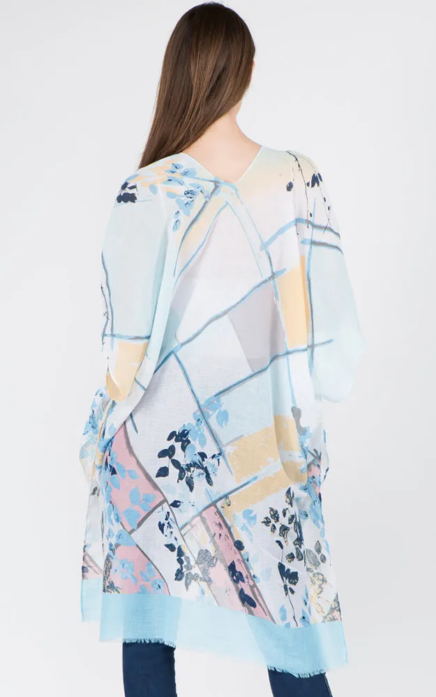 KP1C28 Floral Bottom Border Design Kimono