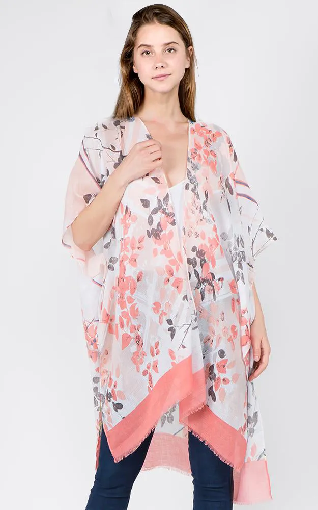 KP1C28 Floral Bottom Border Design Kimono