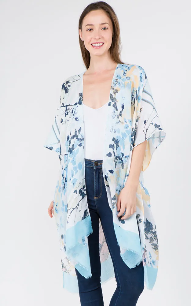 KP1C28 Floral Bottom Border Design Kimono