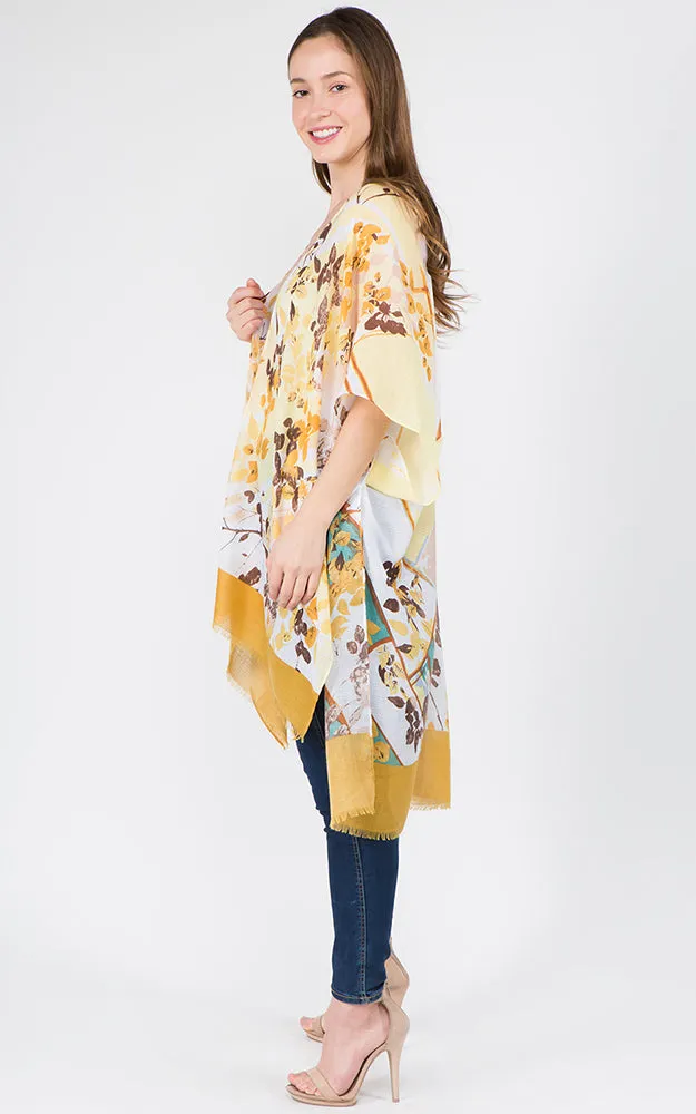 KP1C28 Floral Bottom Border Design Kimono