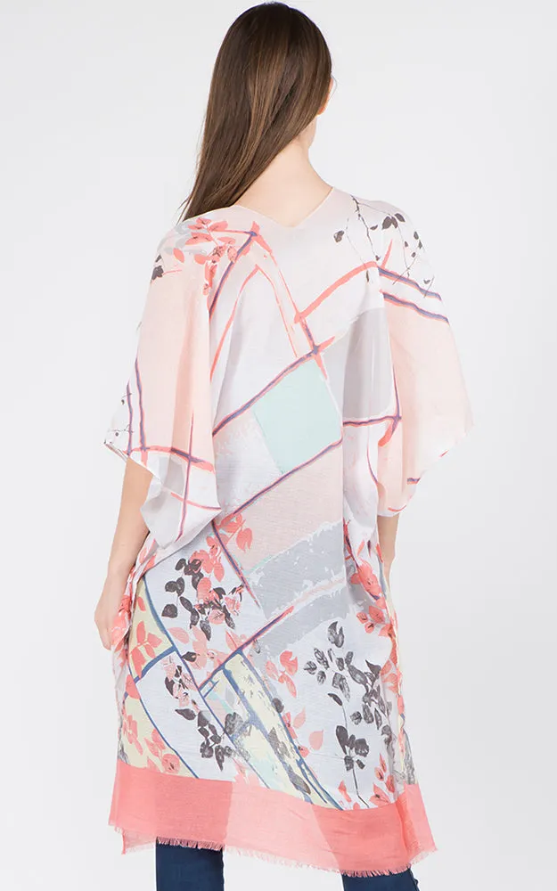 KP1C28 Floral Bottom Border Design Kimono