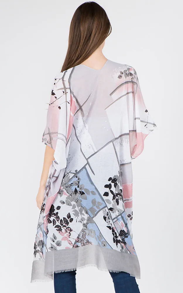 KP1C28 Floral Bottom Border Design Kimono