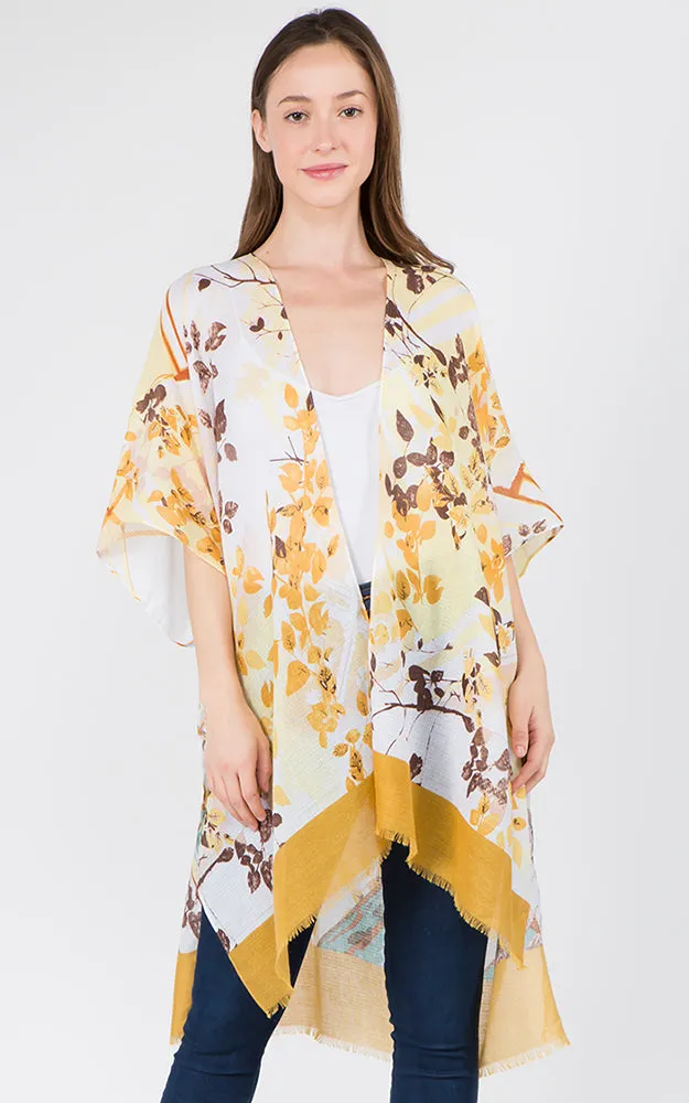 KP1C28 Floral Bottom Border Design Kimono