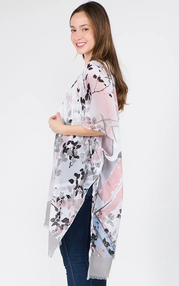KP1C28 Floral Bottom Border Design Kimono