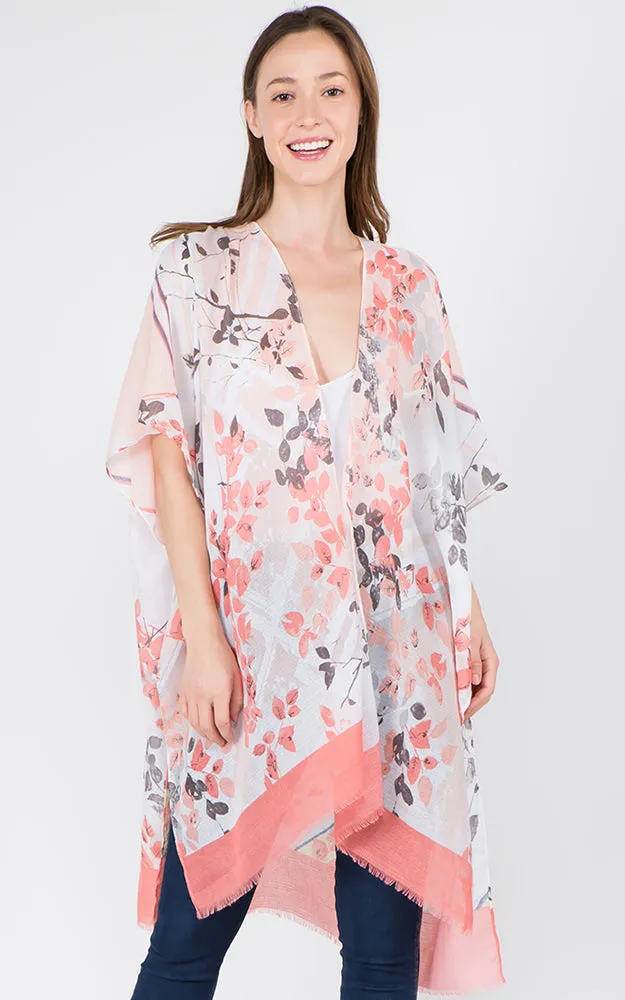 KP1C28 Floral Bottom Border Design Kimono