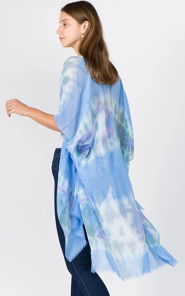 KP1C91 Tie-Dyed Pattern Printed Kimono