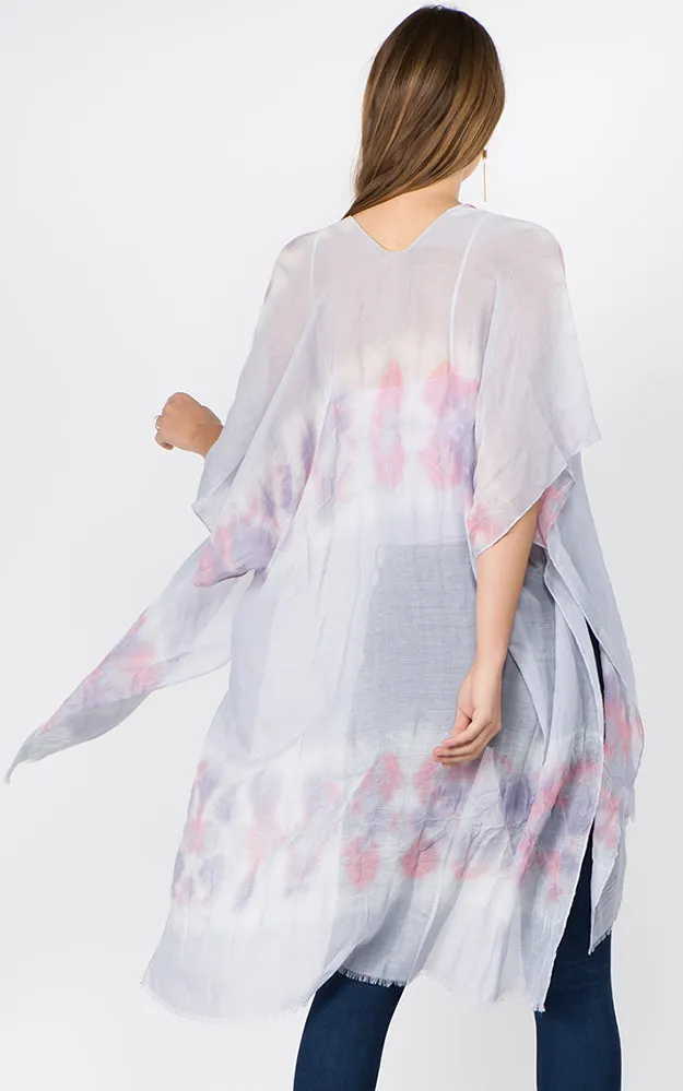 KP1C91 Tie-Dyed Pattern Printed Kimono