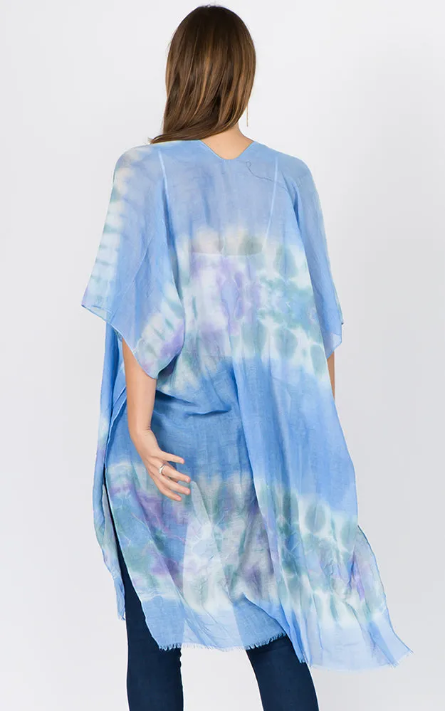 KP1C91 Tie-Dyed Pattern Printed Kimono