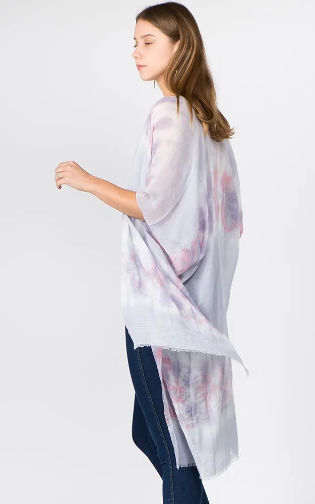 KP1C91 Tie-Dyed Pattern Printed Kimono