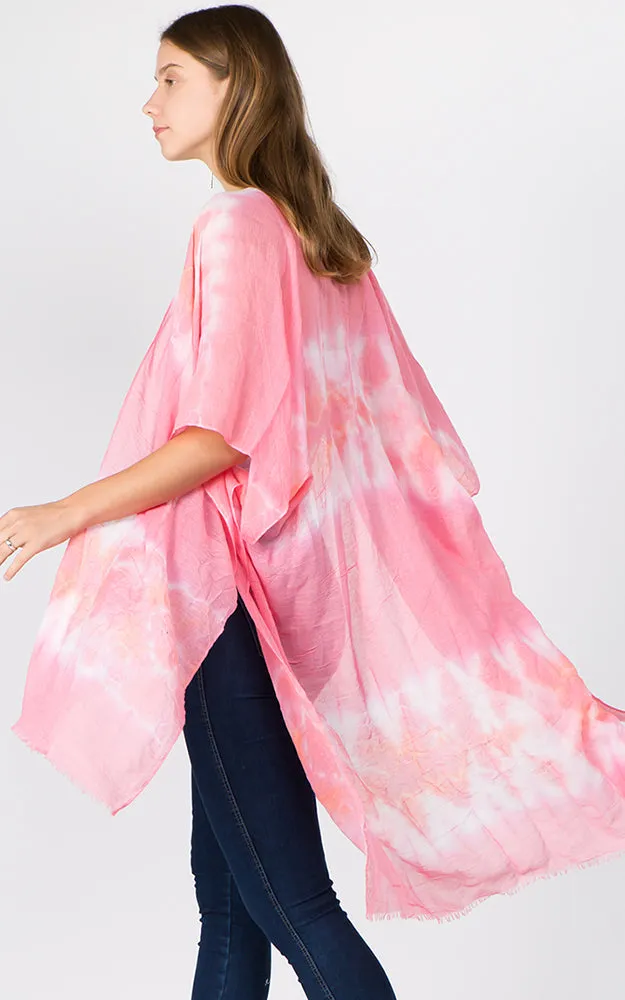 KP1C91 Tie-Dyed Pattern Printed Kimono