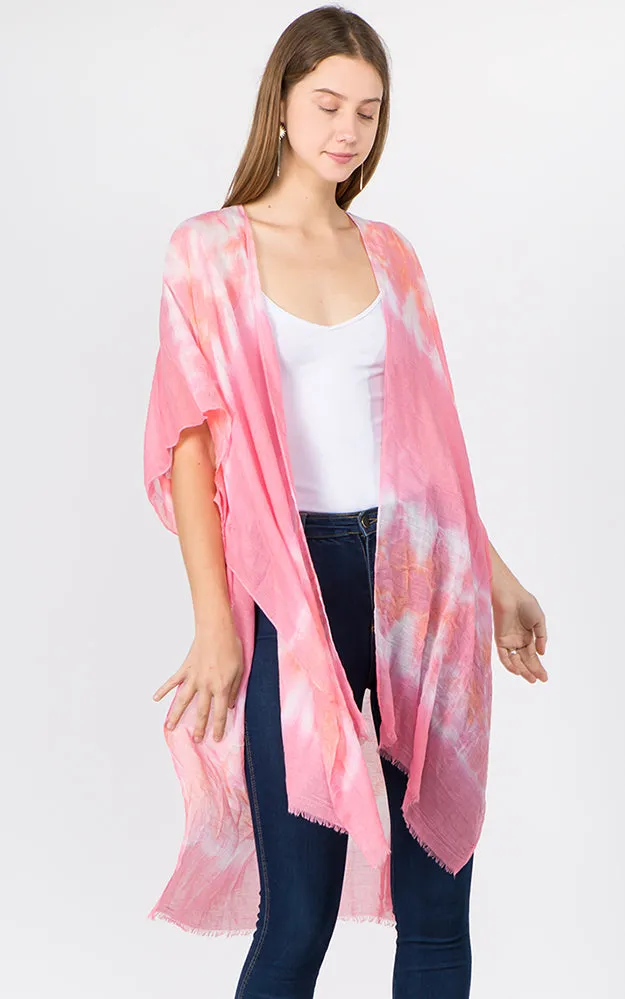 KP1C91 Tie-Dyed Pattern Printed Kimono